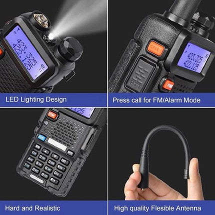 BAOFENG BF UV-5R 8-vatine kahe sagedusalaga kahesuunaline raadiosaatja (144MHz-146MHz VHF ja 430MHz-440MHz UHF) sisaldab täiskomplekti, must