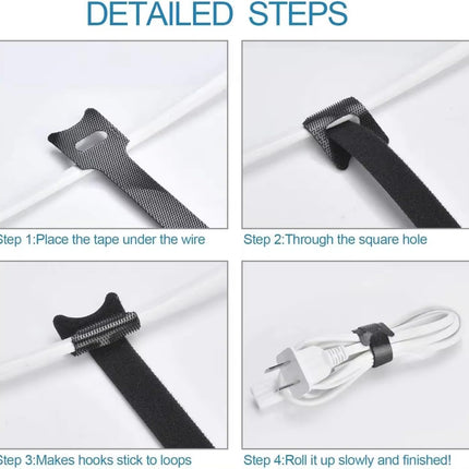 Reusable Cable Ties, Reusable Cable Ties, Black Cable Ties, Cable Ties for Organizing Cables, PC Cable Management and Desk Organization, 100 Pack