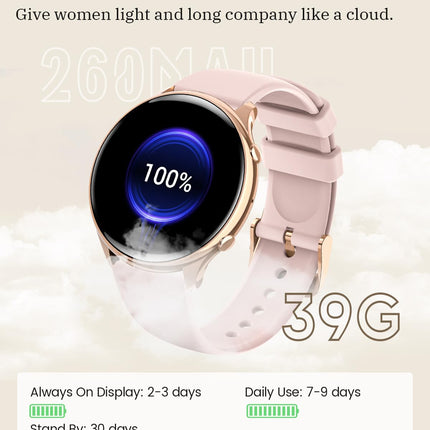 RUXINGX Smartwatch Women with Phone Function, HD Full Touchscreen, Fitness Tracker with 120 Sports SpO2 Heart Rate Monitor Sleep Monitor Menstrual Cycle, Wristwatch for iOS Android Black Rose Gold