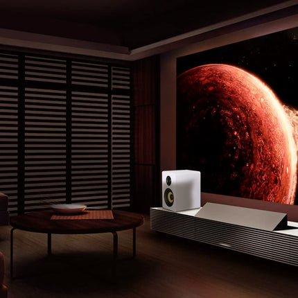 Sanyun SW206 80W kaherežiimiline riiulikõlar - stuudiomonitori ja HiFi režiimiga - 4-tolline süsinikkiust kõlar - 25-tuumaline siidfooliumist kõrgsageduskõlar - optiline koaksiaalühendus TRS Aux Bluetooth 5.0 - valge