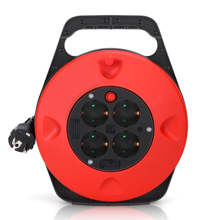 Aigostar cable reel 4-way cable box with sockets, thermal protection switch, cable reel for indoor use, 15 m