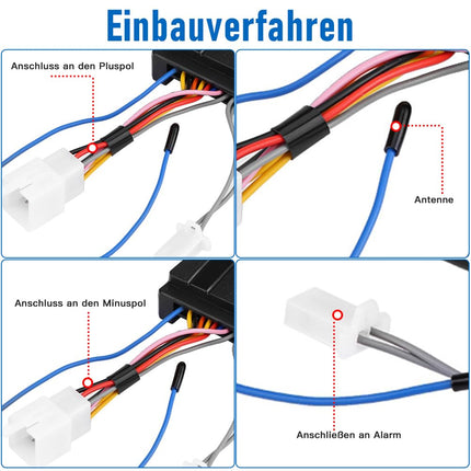 Mootorratta alarmsüsteem 2 kaugjuhtimispuldiga, 12V 125db universaalne veekindel traadita vargusvastane alarmsüsteem mootorratta raadioalarmisüsteem reguleeritav 5 tundlikkustaset