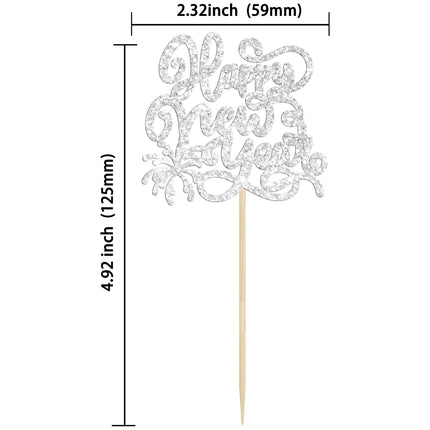 Gyufise 24 Pieces 2025 Happy New Years Cupcake Toppers Silver Glitter 2025 Happy New Year Party Decorations for Happy 2025 Cheers to 2025 Hello 2025 New Year's Eve Party Decorations Supplies