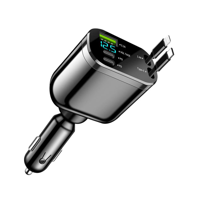 SNZ 5-ühes sigaretisüütaja USB-C 60W sissetõmmatav autolaadija, reisitarvikud autosse, autotarvikud iPhone 16 16 15 14 13 Pro Max Plus Galaxy S25 S24 S23 jaoks