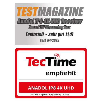 [Test VÄGA HEA *] Anadol IP8 4K UHD nutiteleri karp kahe tarkvaravalikuga: OS-i ja E2 Linuxi määratlemine - satelliit-IP-teleri vastuvõtja teleri, meediateegi, YouTube'i ja internetiraadio jaoks.