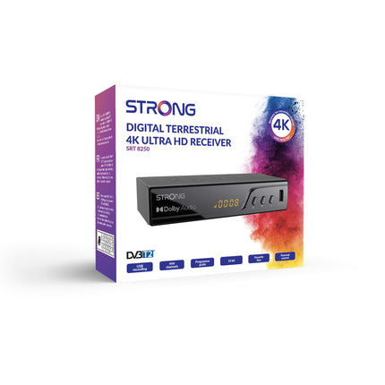 STRONG dekooder TNT UHD 4K | DVB-T2 | ühildub HEVC265-ga | USB-TV vastuvõtja/tuuner | Dolby Digital Plus | HDMI | Scart