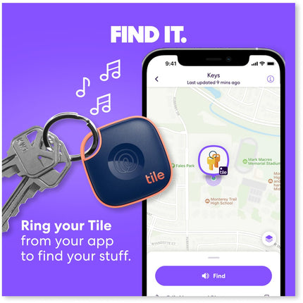 Tile by Life360 Mate (2024) – Bluetooth Tracker, Key and Item Finder for Keys, Bags, and More. Phone Finder. iOS &amp; Android Compatible. Phone Finder. 1-Pack (Navy Blaze)
