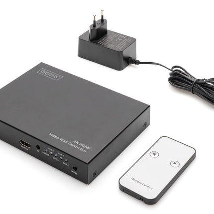 DIGITUS DS-43309 videoseina kontroller 2x2 ja HDMI jaotur – UHD 4K/60 Hz HDTV: 3840 x 2160p – väljund: 4X Full HD 60 Hz 1920 x 1080p – kuvarežiimid: 2x2, 1x2, 2x1, 1x3, 3x1, 1x4, 4x1