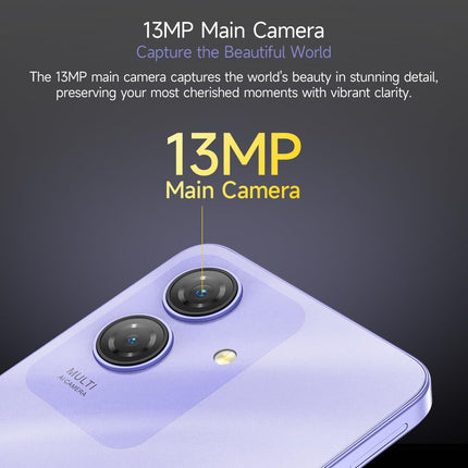 Ulefone Note 21 Android 14 nutitelefon ilma lepinguta, 8 GB RAM + 128 GB ROM, 6,56'' HD+ suur ekraan, 13MP + 8MP, kahe SIM-kaardiga mobiiltelefon, 5000mAh aku, sõrmejälje- ja näotuvastus, GPS, lilla