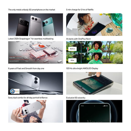 OnePlus Nord 4 5G 12 GB muutmälu 256 GB salvestusruumi SIM-kaardita nutitelefon 50MP kahekordse kaamera ja optilise pildistabilisaatoriga - Obsidian Midnight