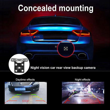 xinyida 12V-24V 12,7 cm (5 tolli) HD auto LCD-ekraan 4LED öise nägemisega veekindel auto tahavaatekaamera tagurdussüsteem autodele, maasturitele, kaubikutele, pikapidele ja veoautodele