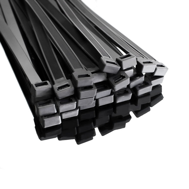 SWEED 250 pieces 600mm cable ties black long, zip cable tie large also UV resistant, black cable ties strong with 90KG tensile strength, can be used indoors and outdoors
