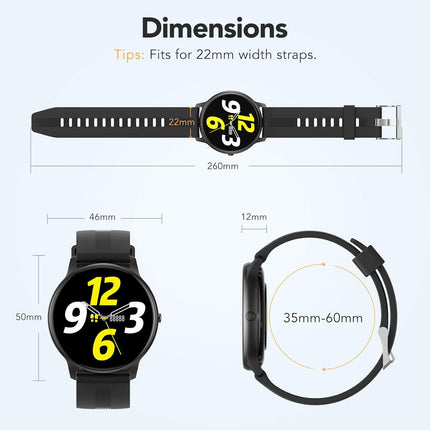 AGPTEK Smartwatch, 1.3-inch Round Watch with Personalized Screen, Music Control, Heart Rate, Pedometer, Calories, etc. IP68 Waterproof Fitness Tracker for iOS and Android, Black