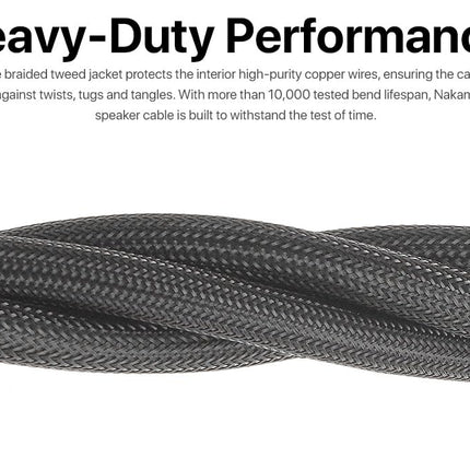 Nakamichi 24K kullatud banaanpistik (6 jalga) kõlarikaabliga, 99,9% hapnikuvaba vask (OFC), vastupidav punutud kaabel, kodukino võimendi - must (12 AWG / 6 jalga / 1,8 meetrit)