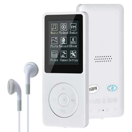 MP3 Player, MP3/MP4 Digital Music Player, Lychee Upgrade 8GB Portable HiFi Sound Music Player with Music/Video/Voice Recording/FM Radio/E-Book Reader, Supports up to 64GB (White)