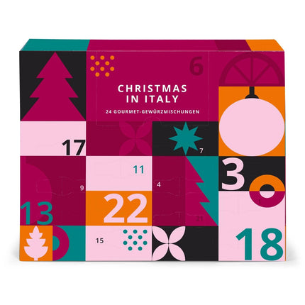 Food &amp; Delicatessen Advent Calendar 2025 "Xmas in Italy", spice advent calendar with 24 different spices, salts, herbs - Christmas calendar with recipes