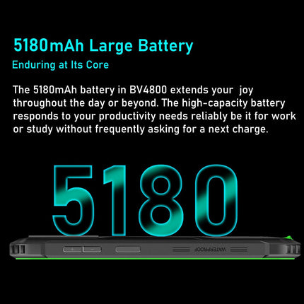 Blackview IP68 Outdoor Smartphone Unlocked BV4800, 6GB+64GB(1TB Expansion), 6.56'' HD+ 120Hz, ArcSoft® 13MP+5MP, Android 13 Dual SIM Waterproof Smartphone, Fingerprint, GPS NFC Green