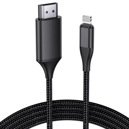 JUCONU HDMI-kaabel telefonile, täiustatud 1080P HDTV HDMI-kaabli adapteri pistik digitaalse AV-video sünkroonimise ekraaniga ühilduv muundur telefoniseadmetele (2 m, must)