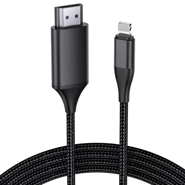 JUCONU HDMI-kaabel telefonile, täiustatud 1080P HDTV HDMI-kaabli adapteri pistik digitaalse AV-video sünkroonimise ekraaniga ühilduv muundur telefoniseadmetele (2 m, must)