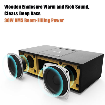 Kompaktsed süsteemid Nostalgiline Bluetooth-stereosüsteem koju, WISCENT Vintage Micro HiFi Systems CD-mängija, Bluetooth-heli voogedastusega, FM-raadio, USB-port, Aux-sisend, kõrvaklapipesa
