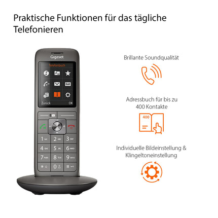 Gigaset CL660A juhtmeta DECT-telefon automaatvastaja ja suure TFT-värvilise ekraaniga, metallist antratsiithall, Box 200 [saksa versioon]