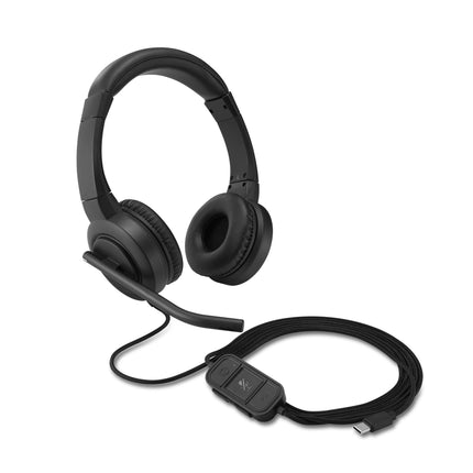 Kensington H1000 USB-C kõrvapealsed peakomplektid, ülimugavad HD-heli kõrvaklapid mikrofoni ja kaabliga, professionaalsed mürasummutavad peakomplektid LED-ide ja 40 mm draiveritega, ühenda ja mängi (K83450WW)