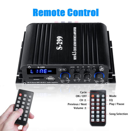Etlephe 4.1 kanaliga 1600W minivõimendi, Bluetooth 5.0 võimendi 50Wx4 + aktiivne subwoofer, Hi-Fi integreeritud kõlarivõimendi kodukino vastuvõtusüsteem koju või autosse