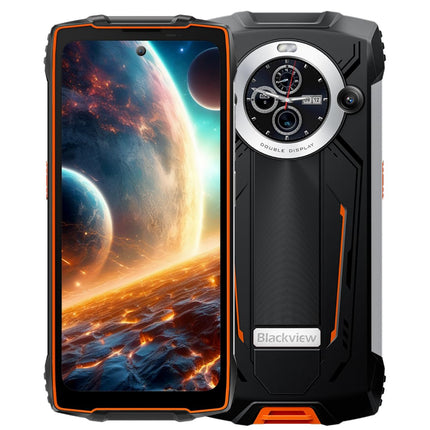 Blackview BV8200 õuenutitelefon, 170-luumenine taskulamp, kahe ekraaniga, Helio G100 36GB+256GB, 6,5'' 120Hz 2.4K FHD+, 50MP kaamera, IP68 Android 14 vastupidav telefon ilma lepinguta, NFC oranž