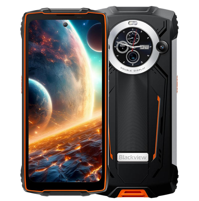 Blackview BV8200 õuenutitelefon, 170-luumenine taskulamp, kahe ekraaniga, Helio G100 36GB+256GB, 6,5'' 120Hz 2.4K FHD+, 50MP kaamera, IP68 Android 14 vastupidav telefon ilma lepinguta, NFC oranž