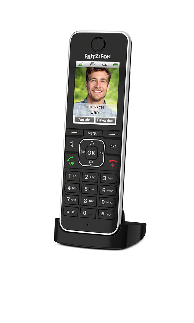 FRITZ!Fon C6 must DECT mugavustelefon (kvaliteetne värviekraan, HD-telefoniteenus, interneti-/mugavusteenused, Fritz!Boxi funktsioonide juhtimine) must, saksakeelne versioon