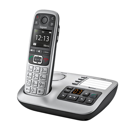 Gigaset E560A - Cordless DECT phone for seniors - Handset with answering machine - Color display - Speakerphone function, Large buttons, Phone with SOS button, Analog phone, platinum [German version]