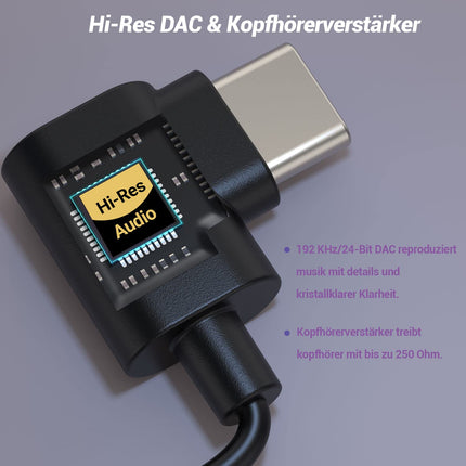 Cubiluxi täisnurga USB-C kõrvaklapiadapter [192 kHz/24-bitine DAC] C-tüüpi - 3,5 mm kõrvaklapiadapter, ühildub iPhone 16/15, iPad Pro 13/12.9/11, iPad Air 13/5th/4th, Samsung S25/S24/S23/S22-ga