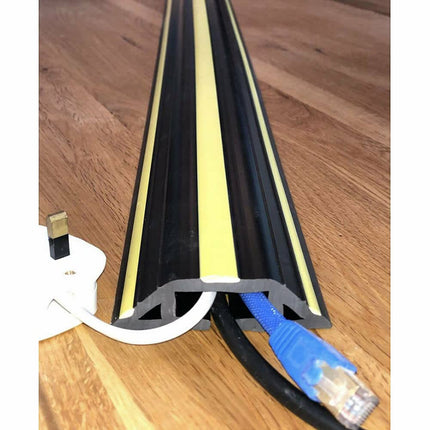 Cable protector for floor cables, rubber safety duct cable duct, cable release bumper (3 meter strip)