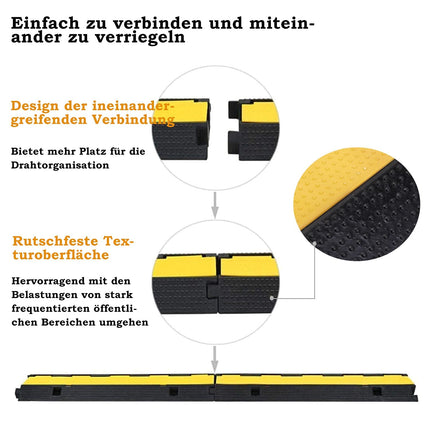 Cable bridge 2 channels 100 x 25 x 5 cm cable bridge overrun protection for cables 3T/6614lbs cable walkway cable duct cable ties protection for cables outdoors cable protector