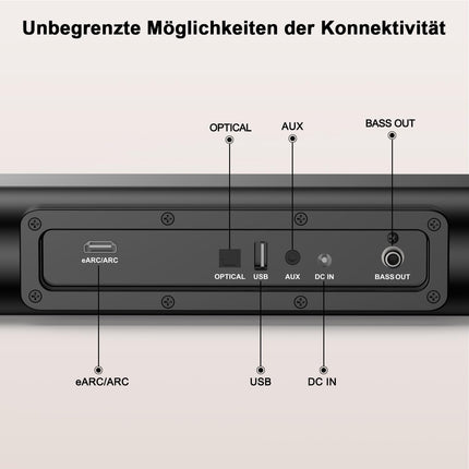 Hiwill Dolby Atmosega teleritele mõeldud heliriba, 200 W tippvõimsusega teleri heliriba juhtmega subwooferiga, Bluetooth 5.3 kõlar telerile, reguleeritavad kõrged ja bassid, HDMI eARC/Opt/AUX