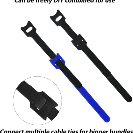 Reusable Cable Ties, Adjustable Multifunctional Cable Ties, Wire Organizer, Black Hook and Loop Nylon Cable Guide for PC Cable Management, Organizing Cables, TV,