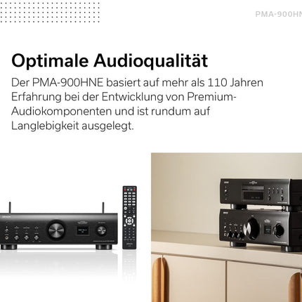 Denon PMA-900HNE HiFi võimendi, stereovõimendi sisseehitatud HEOS-iga, 2x85W, sisseehitatud fono eelvõimendi, kõrglahutusega sertifikaat, AirPlay 2, Bluetooth, must