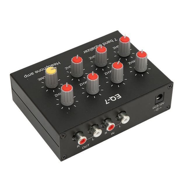 7-Band Car Audio Equalizer, 3.5mm Input -Output Input 12 DB High Bass Adjustment Two-Channel Digital Equalizer