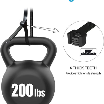 SWEED 250 pieces 600mm cable ties black long, zip cable tie large also UV resistant, black cable ties strong with 90KG tensile strength, can be used indoors and outdoors