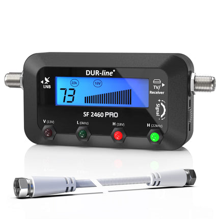 DUR-line SF 2460 Pro - Digital Satfinder - precise measuring device for aligning your satellite dish - satellite finder including F-cable, audio signal, LCD display, satellite detection, Astra, Hotbird