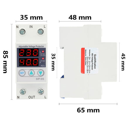 Ailao Surge Protector 63A Adjustable Voltage Protector Intelligent Single Phase Adjustable Overvoltage Undervoltage Current Protector for Household Appliances Home Protection 230V.