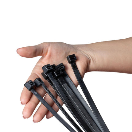 ERKO Cable Ties Black 540 x 7.6 mm 100 Pieces UV-Resistant 54kg Tensile Strength for Cable Management, Ultra Strong, Large, Long, Temperature-Resistant, Chemical-Resistant, Durable