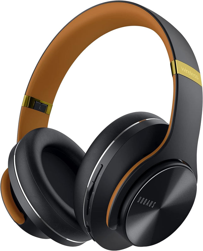 DOQAUS Bluetooth-kõrvaklapid kõrva peale, kuni 90 tundi juhtmevabad kõrvaklapid 3 ekvalaiseri režiimiga, HiFi stereo kokkupandavad peakomplektid mikrofoniga, pehmed kõrvapadjad reisimiseks/kontorisse/mobiiltelefoni/arvuti/sülearvutite jaoks, südaöömust