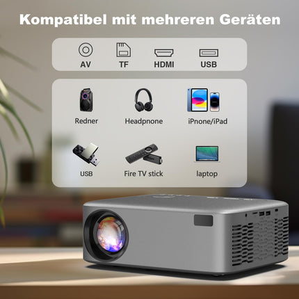 [Electric Focus] FRESHDEW projektor, 5G WiFi projektor Bluetooth Native 1080P projektoriga, 26000L LCD tehnoloogiaga kodukino välistingimustes kasutamiseks/kodukino videoprojektor statiiviga iOS/Android/TV Stick jaoks