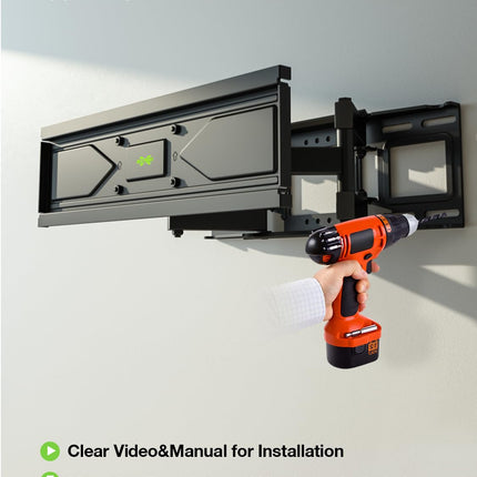 USX-MOUNT pööratav ja kallutatav teleri seinakinnitus 32–70-tollistele LED-, OLED- ja plasmateleritele, universaalne teleri seinakinnitus ülitugeva topeltharuga, teleri kinnitus max VESA 400x400 mm kuni 45 kg