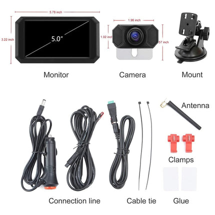 OBEST Digital Wireless Backup Camera Kit, 5-inch 1080p Screen and Waterproof Night Vision Camera with Mirror Reversing and Parking Assist for 9-28V
