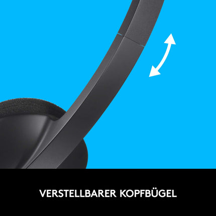 Logitech H340 kõrvaklapid mikrofoniga, stereo peakomplekt, reguleeritav mürasummutav mikrofon, pöörlevad kõrvapadjad, USB-port, 1,8 m kaabel, PC/Mac/sülearvuti - must