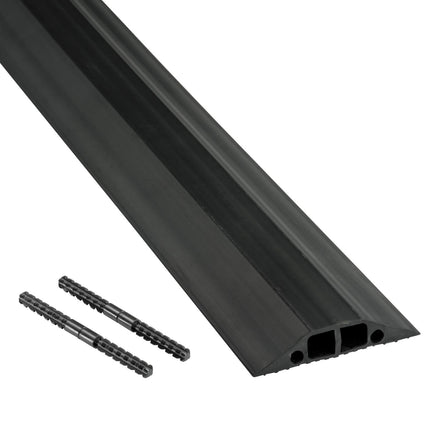 D-Line põrandakaablikate FC83B/2C/9M pistikühendusega | Modulaarne voolikukate | Jalakäijate liikluseks sobiv põrandakaablikate | Põrandakaablikanal 83x15mm lai, 9m pikk - must