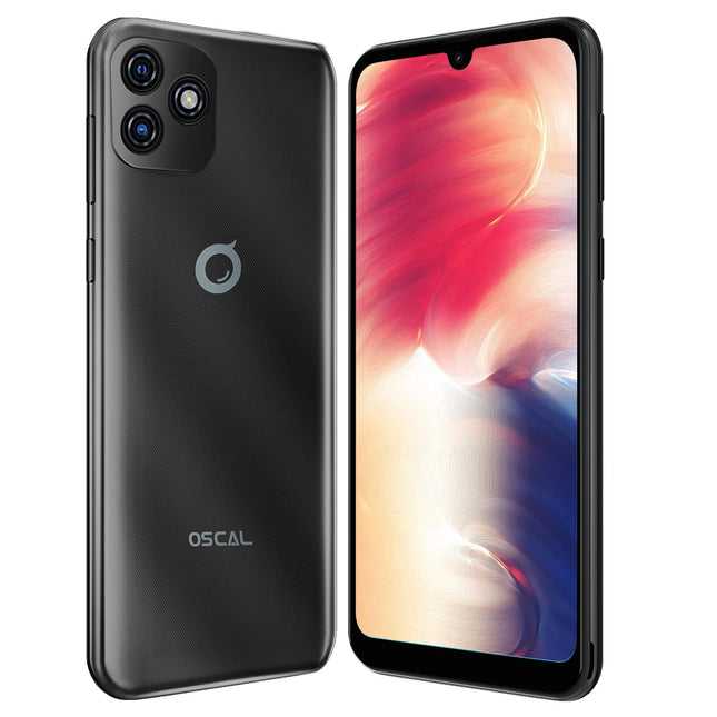 OSCAL C20 PRO Android 11 4G nutitelefon ilma lepinguta, kahe SIM-kaardiga mobiiltelefon, 6,08" HD+ ekraan, universiteetne disain, neljatuumaline protsessor, 2 GB RAM + 32 GB ROM, 2 MP + 8 MP topeltkaamera, 3380 mAh aku, GPS, näotuvastus, must