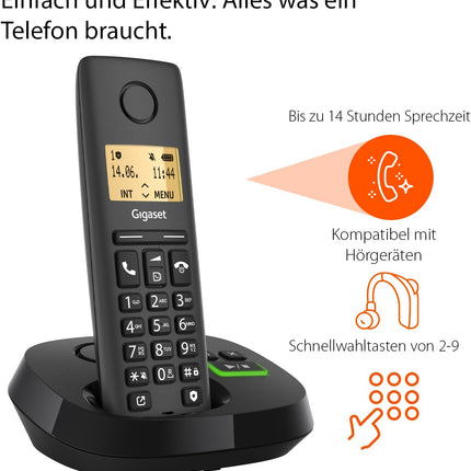 Gigaset Pure 120A - Juhtmeta DECT-telefon automaatvastajaga - ECO DECT - Ära sega - Valgustatud ekraan - Kuuldeaparaatidega ühilduv, antratsiitmust [Ühildub Saksamaal, Itaalias, Prantsusmaal, Hollandis, Belgias, Šveitsis, Austraalias]